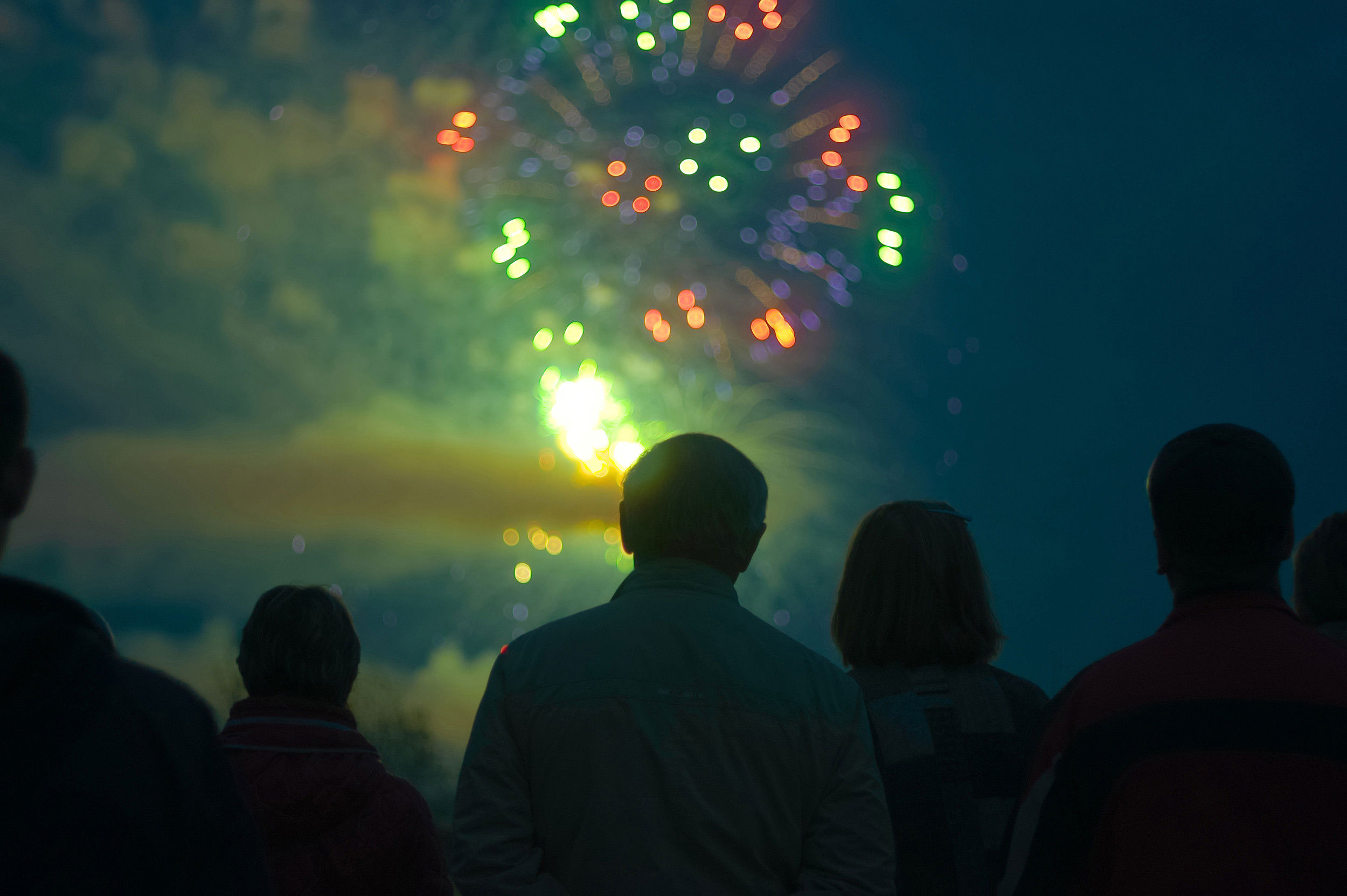 People admire the fireworks.