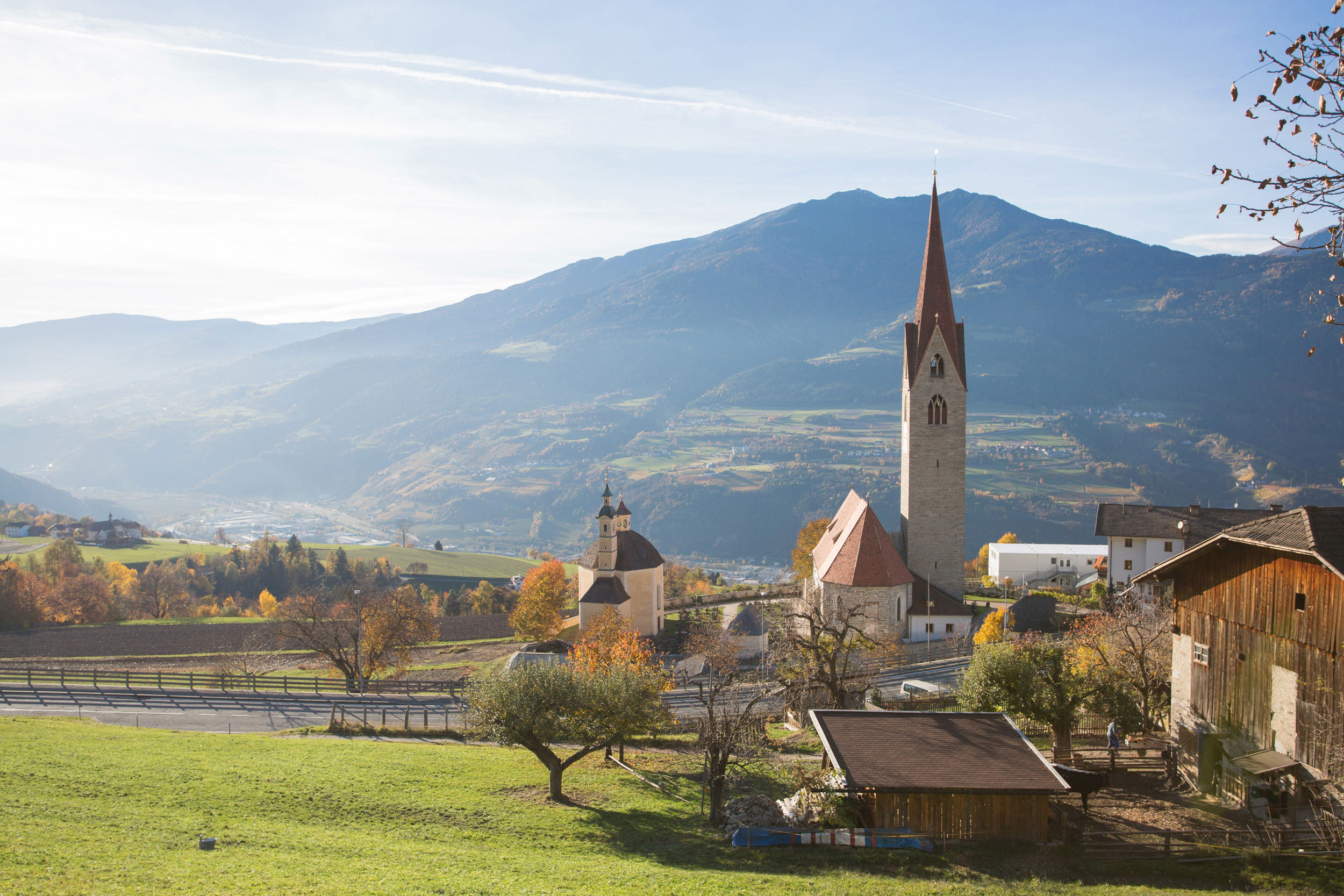 View of St. Andrä in autumn