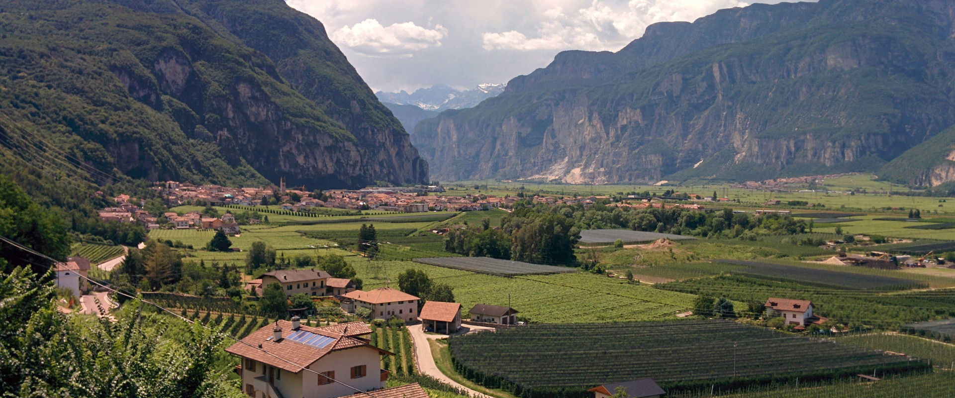Salurn In the distance, between vines and orchards, you can see the small village of Salurn.