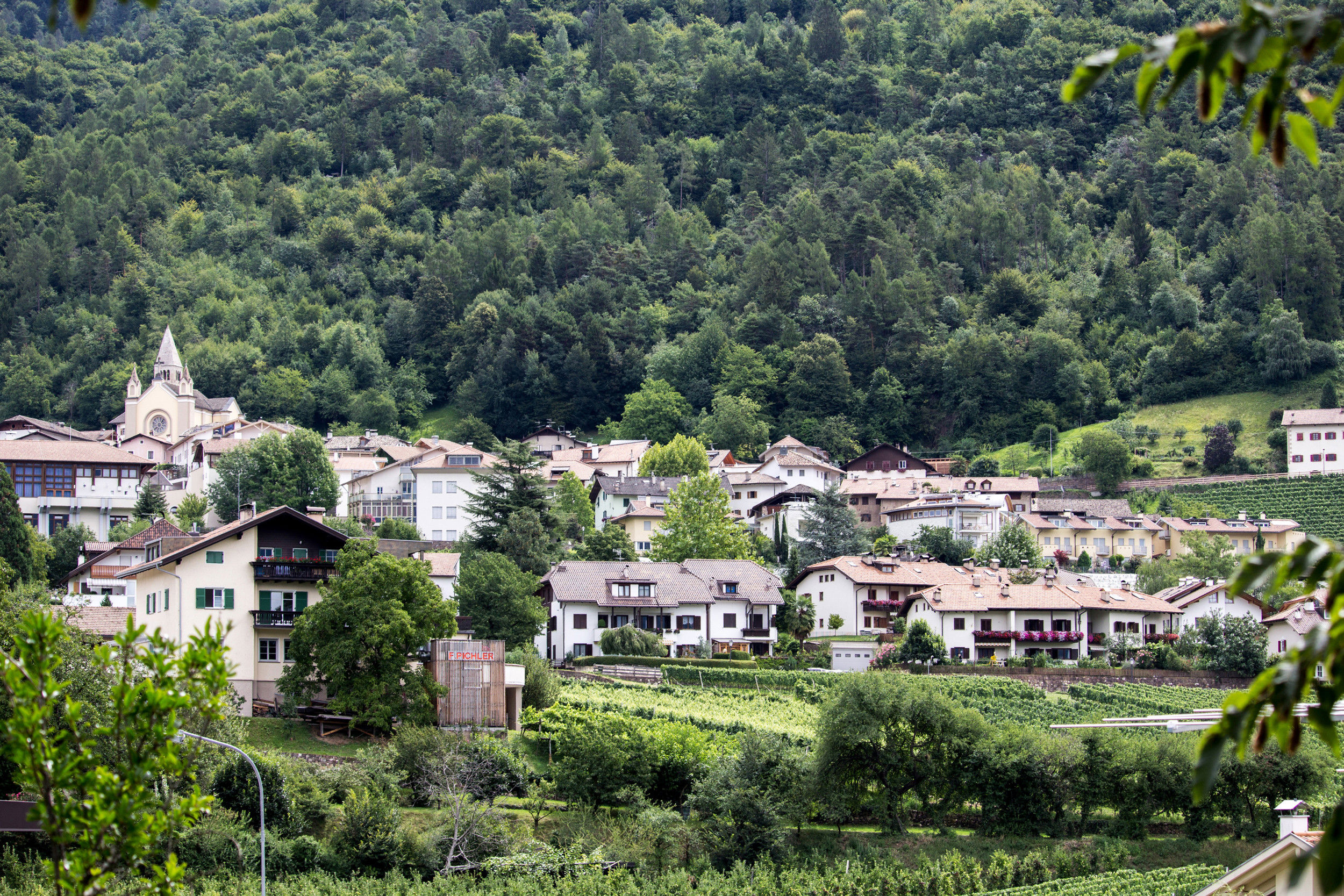 The village of Montan on a sunny slope.