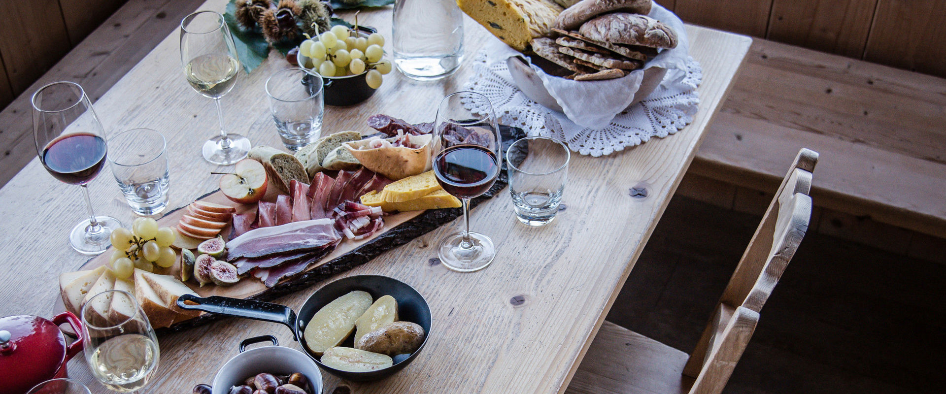 Rural dishes View of a laid table with typical South Tyrolean dishes.