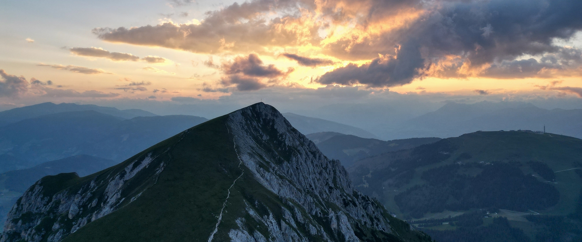 Piz da Peres Hiking trail to Piz da Peres in the evening light