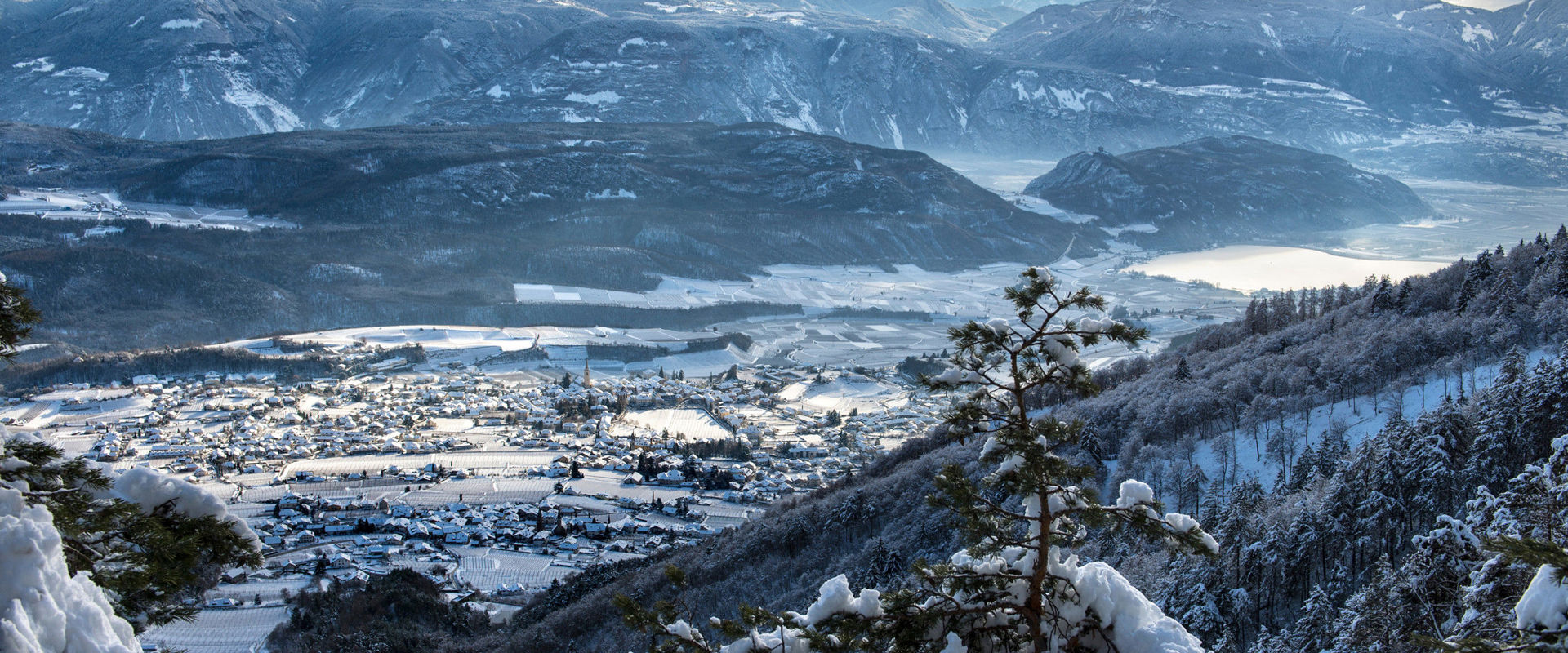 Lake Kaltern Winter panoramic photo of Lake Kaltern and surroundings.