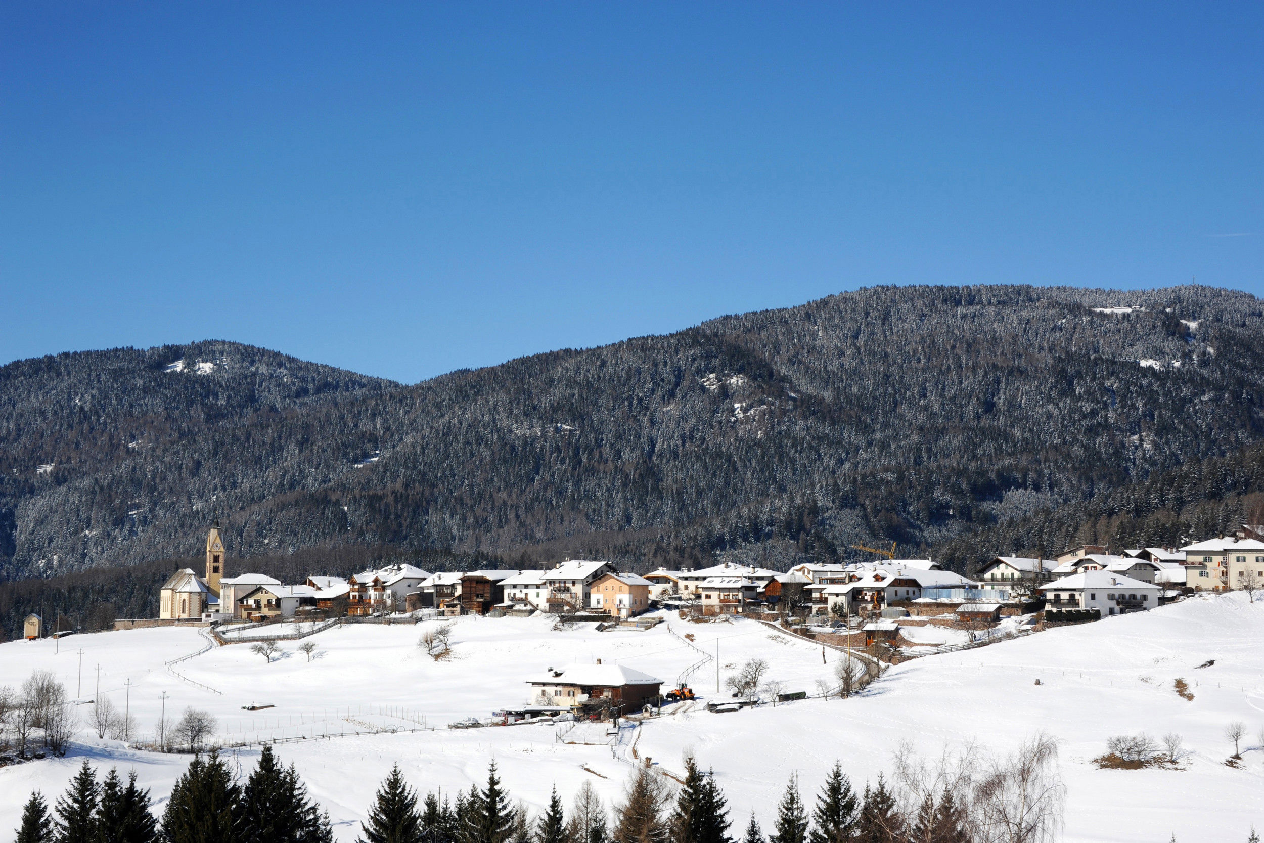 Altrei in winter covered with snow