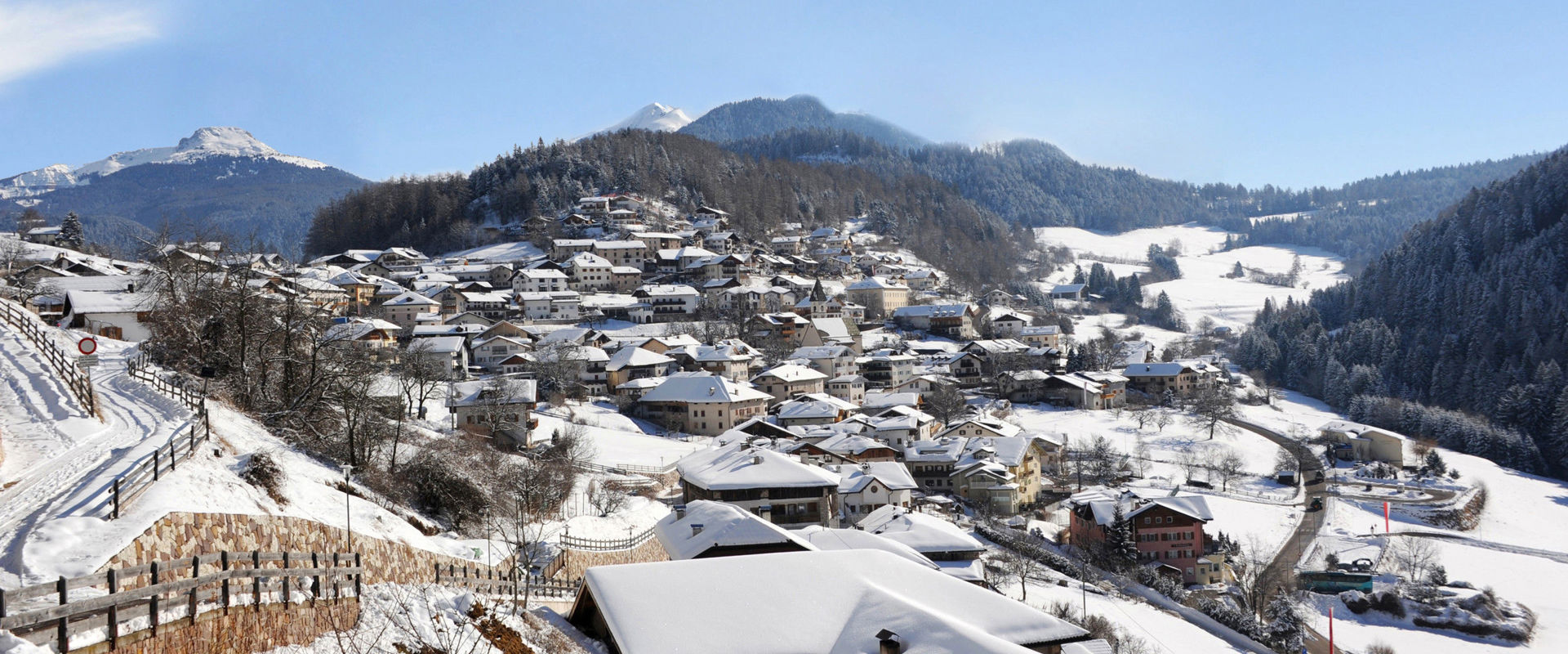 Truden in winter Truden nestled in a white winter landscape.