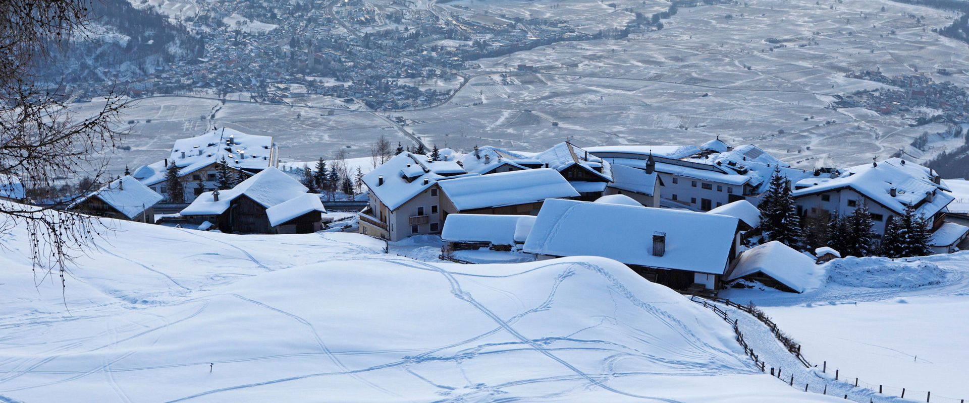 Mals in winter The village of Mals covered in snow.