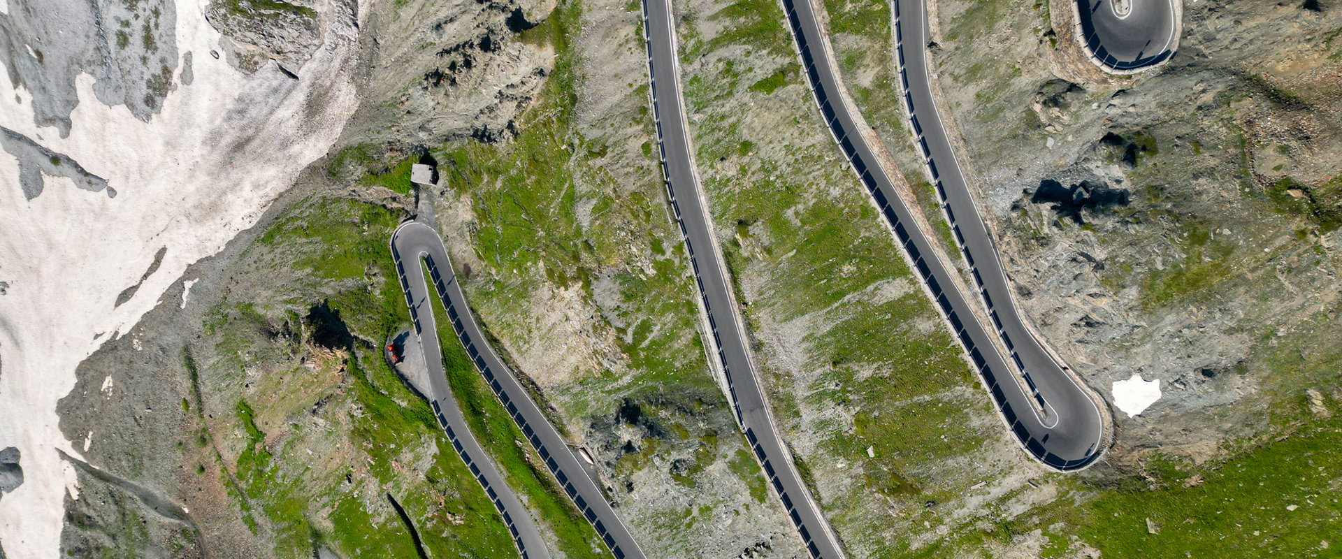 Winding pass road on the Stilfser Joch Pass
