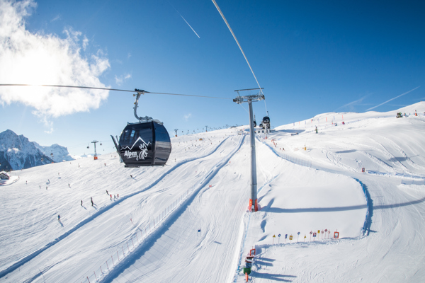 Ski runs at Mt. Kronplatz with perfectly prepared ski runs