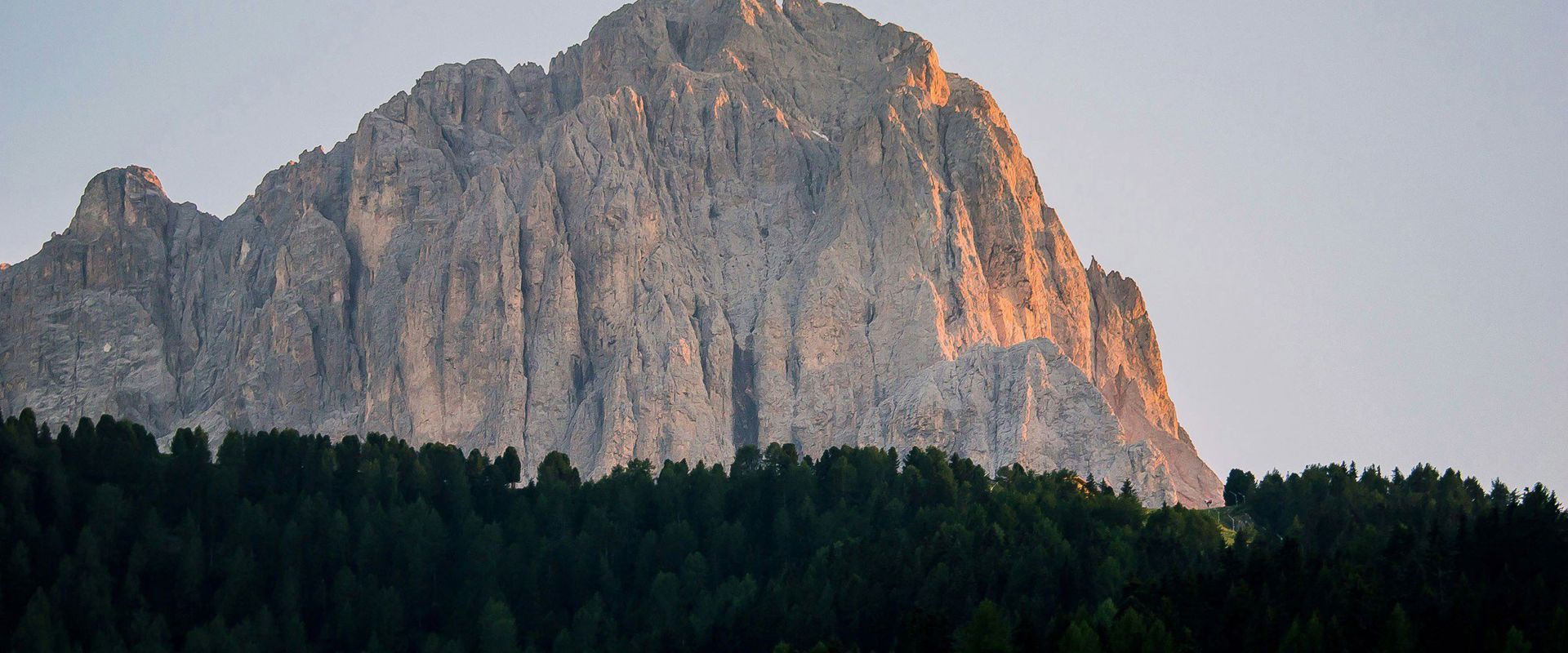 Mt. Langkofel emerging from the forest